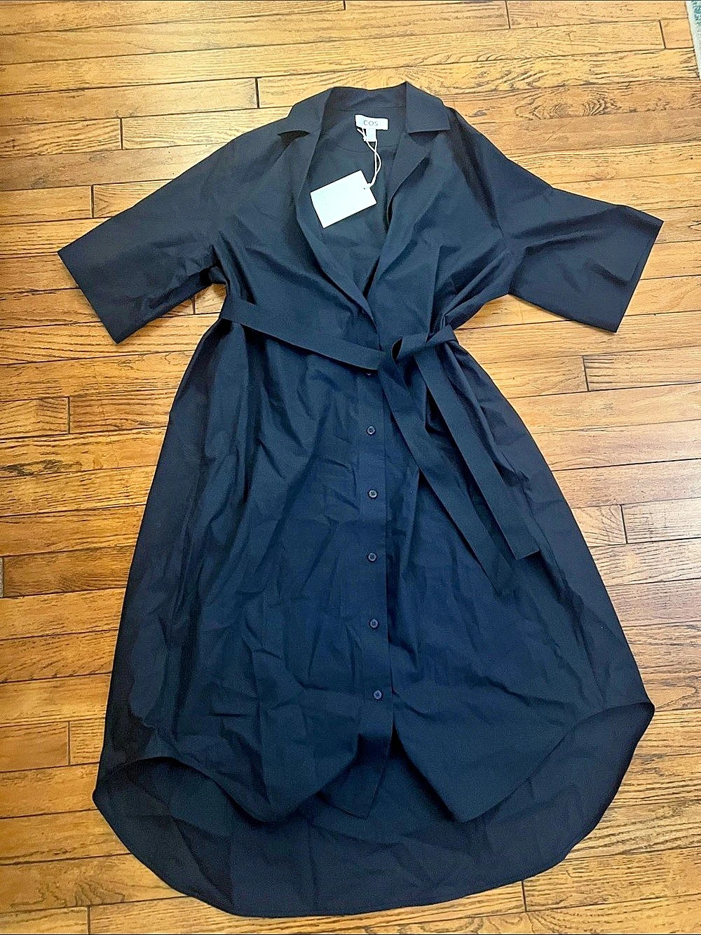 COS Belted Short-Sleeved Midi Shirt Dress Small NWT